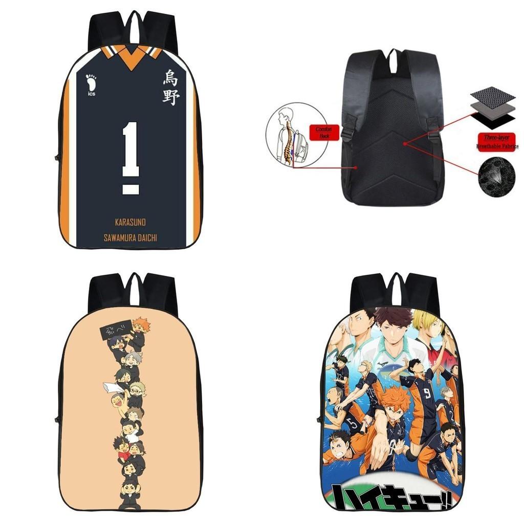 Fashionable Karasuno High School Backpack With Anime Haikyuu Print And Easy-clean Fabric