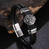 Handsome Punk Stainless Steel Clasp Anchor Accessories Braided Genuine Leather Bracelet For Men Bangles Gifts