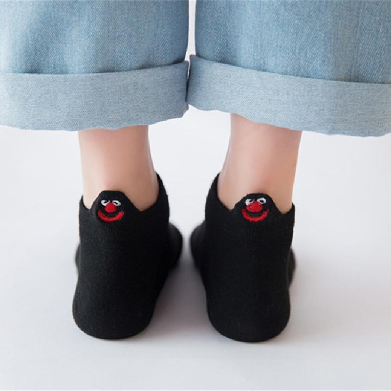 Kawaii вышитые носки конфетного цвета для женщин Happy Fashion Girls Ankle Funny Sokken Cotton Unisex Christmas Dropship