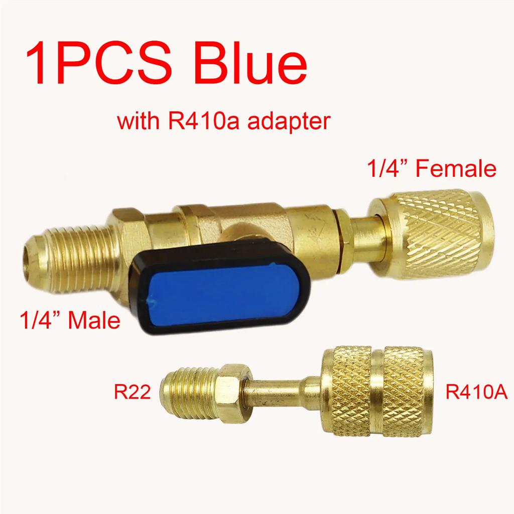 Шаровой кран для хладагента кондиционера 1/4" SAE прямой запорный клапан для R134A R410A R22 R12 заправочные шланги хладагент кондиционера