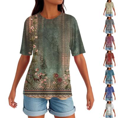 Женский круглый вырез с разрезом по низу, модный повседневный однотонный топ с короткими рукавами