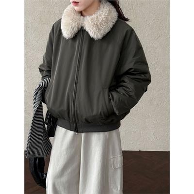 Теплая куртка с хлопковой подкладкой в корейском стиле с меховым воротником для женщин, зимняя, повседневная, простая, универсальная