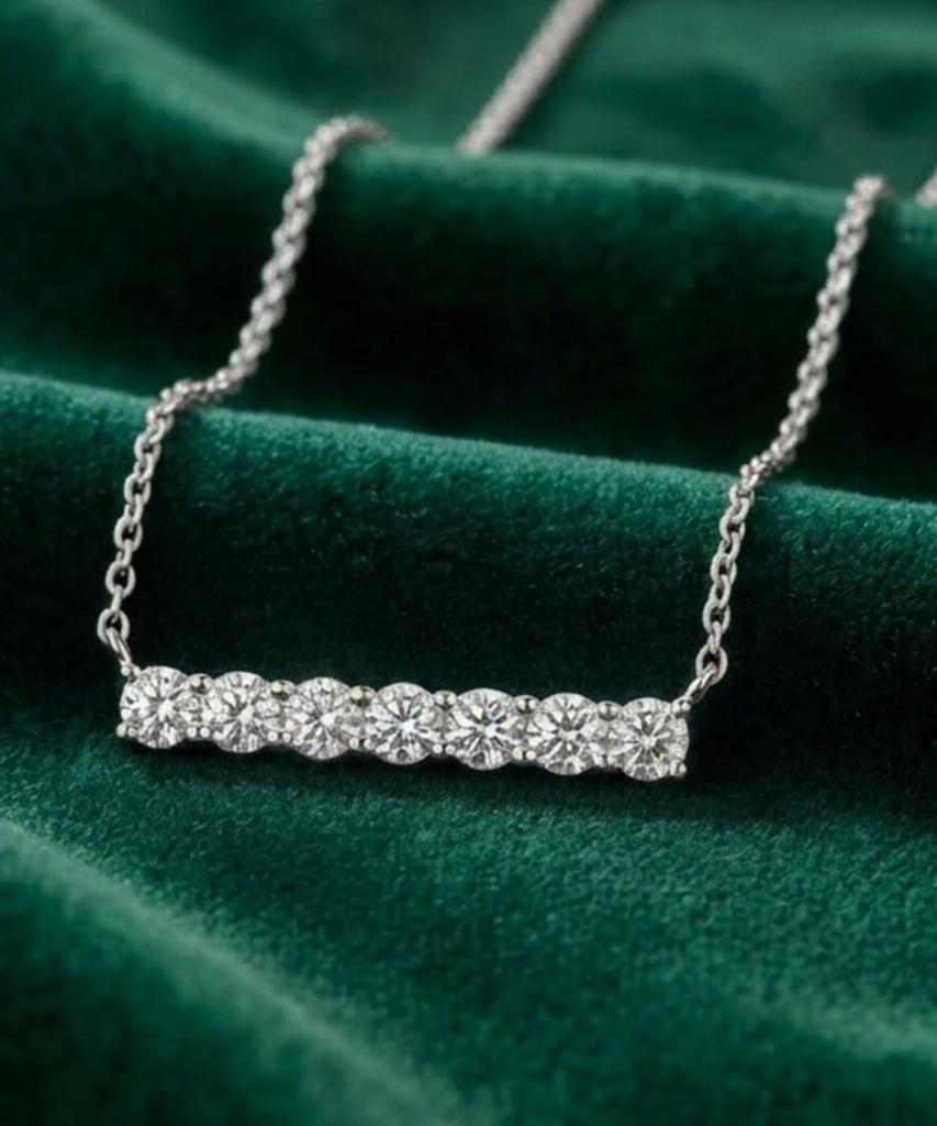 Dieuamour Moissanite 7-Stone Necklace + Earrings Set Gra Certificate