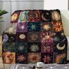 1 шт. Винтажный фланелевый плед с принтом солнца и луны, мягкий, уютный, всесезонный, для дивана, кровати, офиса, кемпинга, подарок для любого, милый плед