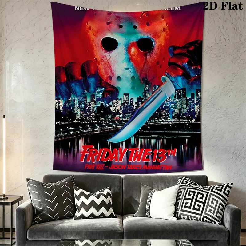 Halloween Horror Movie Poster Tapestry Tapestry Fashion Print Background Cloth Soft Christmas Gift Home Decor