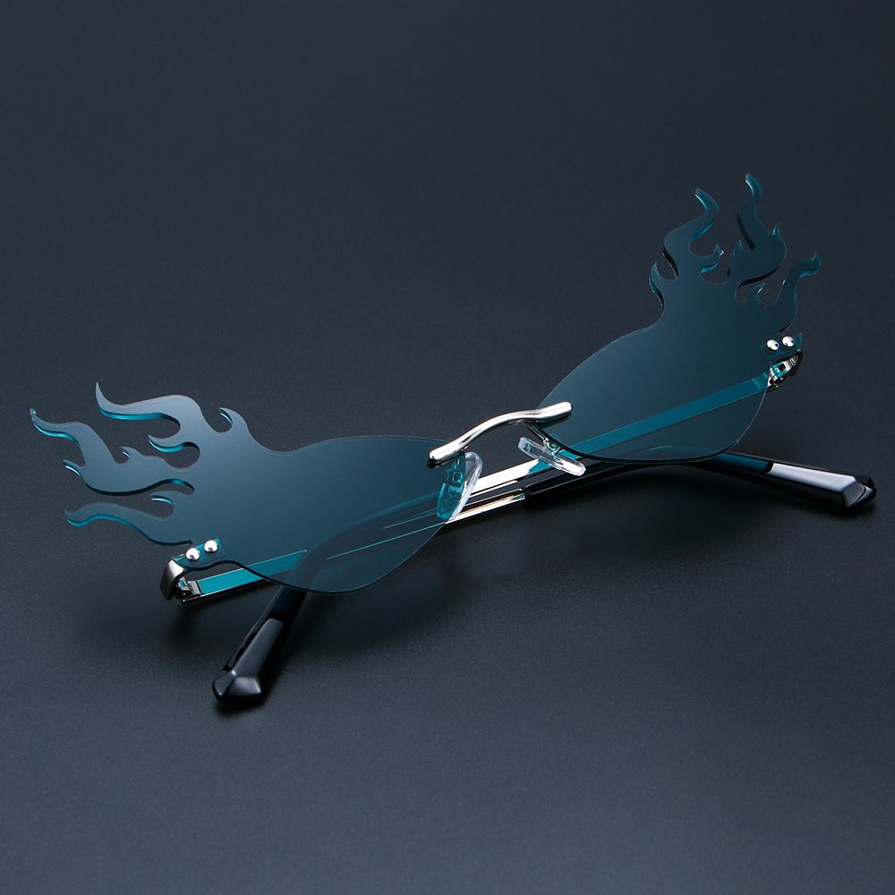 Уличные узкие солнцезащитные очки трендовые солнцезащитные очки Fire Flame Wave модные солнцезащитные очки без оправы