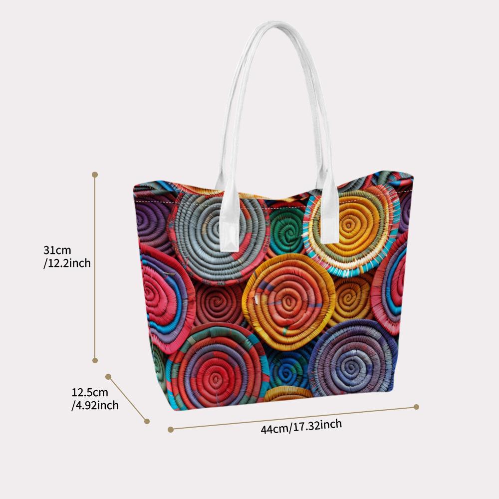 Colorful Spiral Pattern Tote Bag Portable Casual Shoulder Handbag for Daily Use