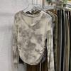 Womens Tie-Dye Crew Neck Long Sleeve T-Shirt Slim Fit Trendy Short Top