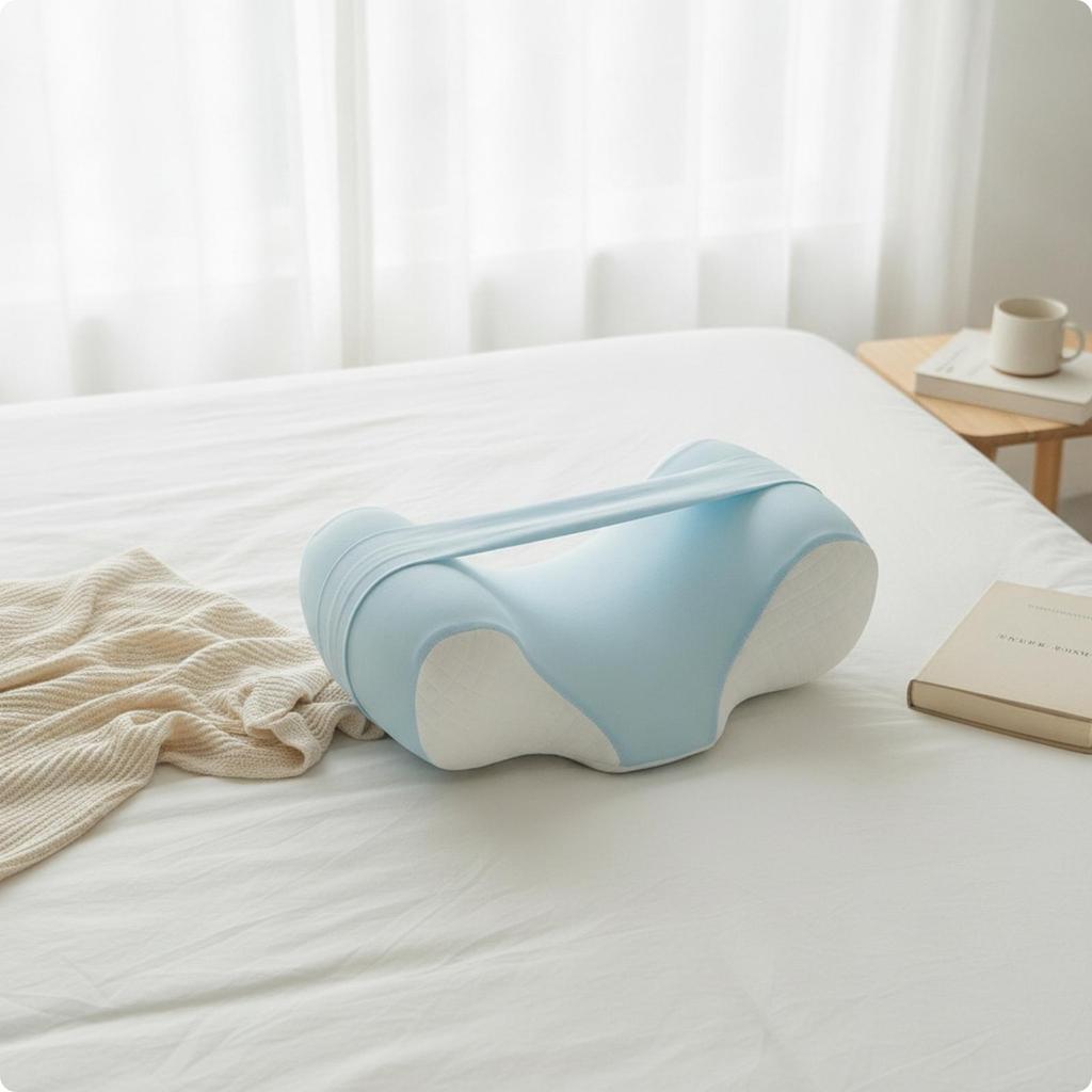 Memory Foam Pillow Orthopedic Side-Sleeping with Strap Comfortable