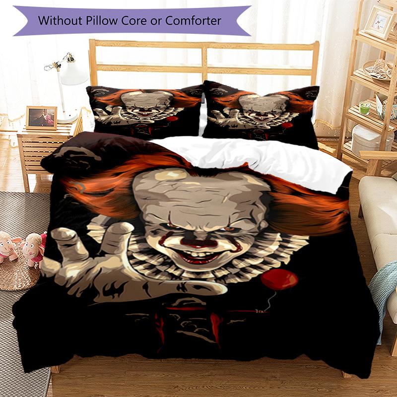 3pcs Pennywise1 Design Cover Set - HD Printed Bedding with 1 Cover and 2 Pillowcases - Perfect for Home and Dorm Decor