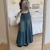 Women's Retro Washed High-Waist A-Line Denim Skirt, 2025 Spring Collection