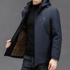 Модное повседневное теплое хлопковое пальто с капюшоном для мужчин среднего возраста, повседневное осенне-зимнее новое пальто со съемным капюшоном из хлопка