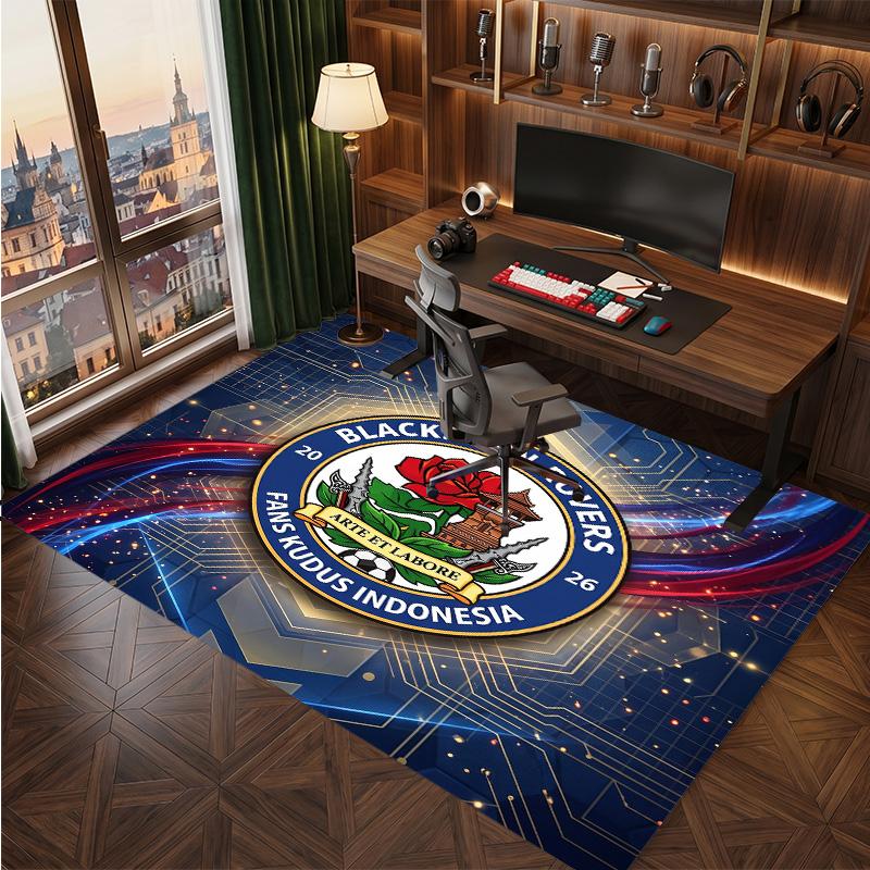 Blackburn Rovers Football Print Crystal Velvet Rug, Comfortable Water Absorbent Non Slip Indoor Floor Carpet