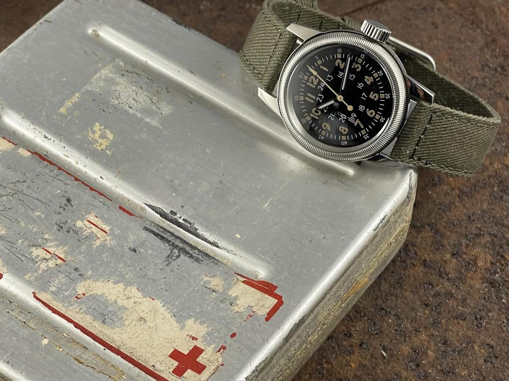 Военные часы ТИП ТИП винтажный зеленый ремешок из ткани [MRMW] мужские A-17