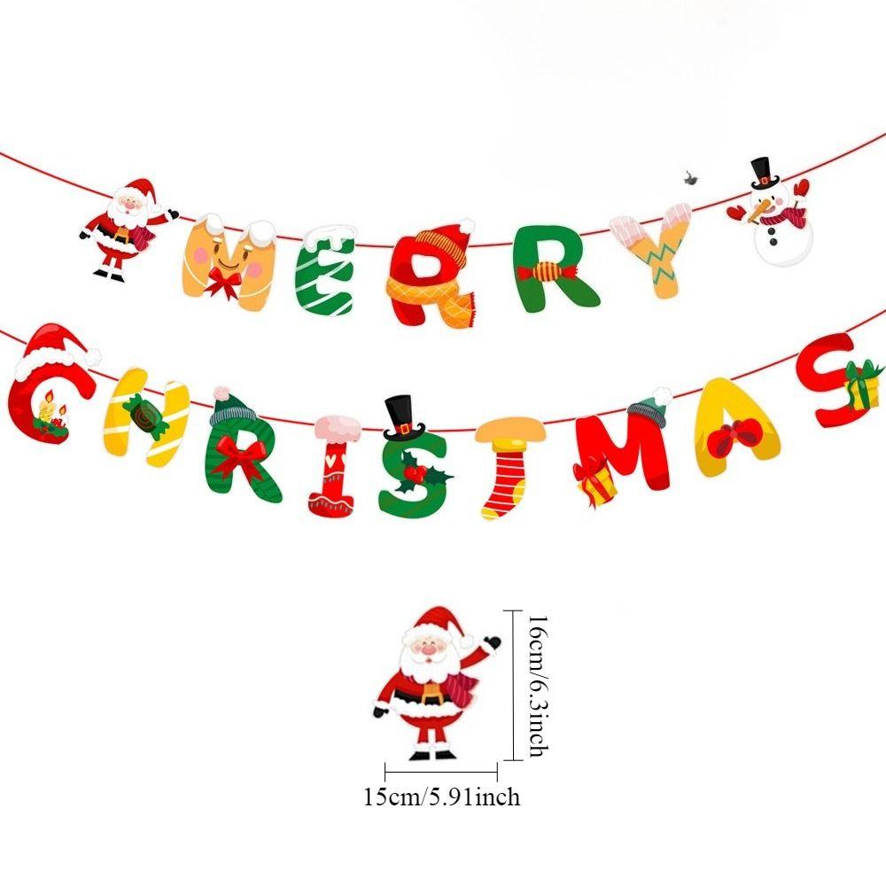 Paper Christmas Flag Cartoon Print Christmas Bunting Banners  Outdoor Indoor