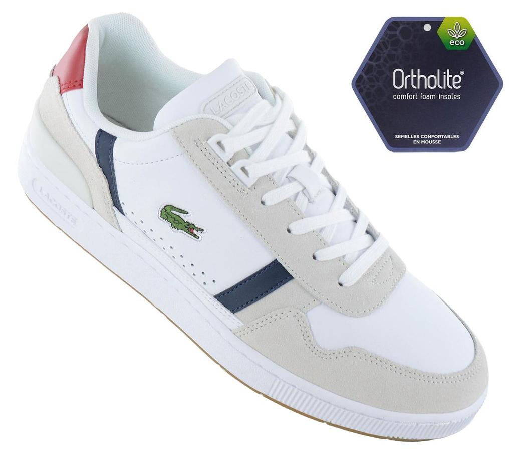 Lacoste T-Clip Leather - Мужские кроссовки Кожаные белые 740SMA0048407 ОРИГИНАЛ