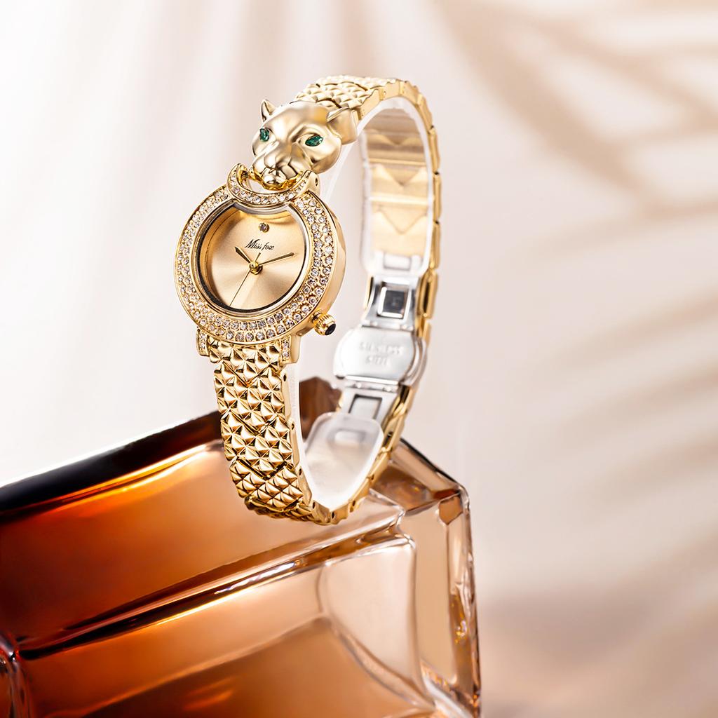 Часы MISSFOX для женщин, роскошные, с бриллиантами, водонепроницаемые, женские, кварцевые, уникальные, с леопардовым принтом, из нержавеющей стали, женские наручные часы
