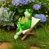 Resin Frog Sit Chair Sculpture Cute Frog Desktop Figurine Rocking Chair Frog Statue  Balcony Patio