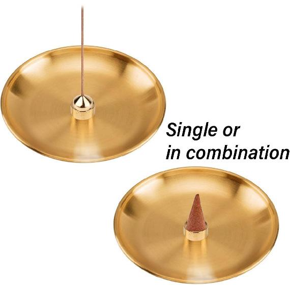4 in 1 Metal Incense Burner for Yoga Brass Incense Holder Palo Santo Holder Sage Holder Incense Tray Ash Catcher Home Decor 7