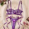 Popular half cup embroidered mesh sex underwear high-end eyelash edge sexy bra thong two-piece set