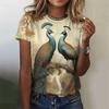 Fashion Retro Peacock Feather 3d Print T Shirts For Woman Harajuku Personality Short Sleeve Tshirt Female Colorful O-neck Tops