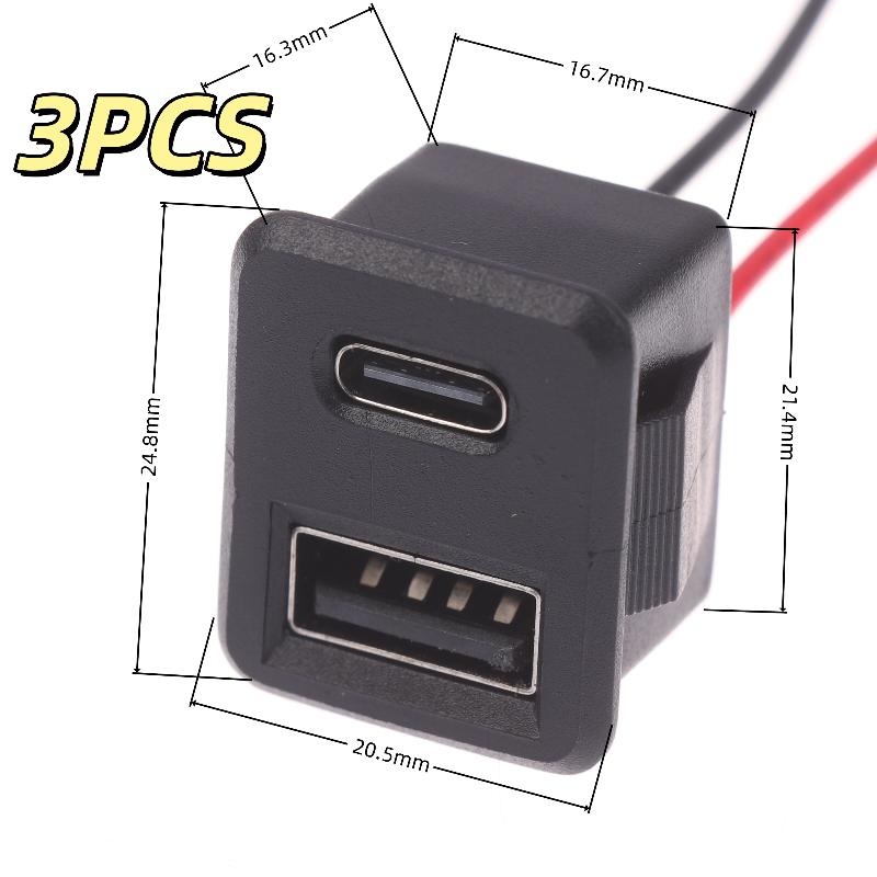 1/3 шт. Розетка с разъемом для кабеля, двухслойная, USB-гнездо, гнездо Type-C и гнездо для зарядки USB-лампы