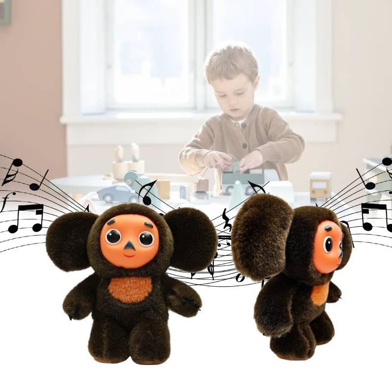 Мягкая и приятная на ощупь плюшевая игрушка Чебурашка с музыкальной функцией глубокого зеленого цвета