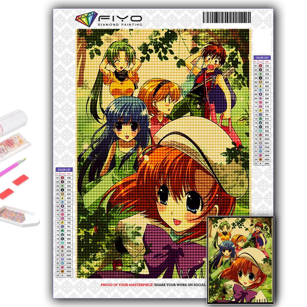 5D Алмазная картина Аниме Когда они плачут Хигураши DIY Алмазная вышивка Горный хрусталь Украшение дома