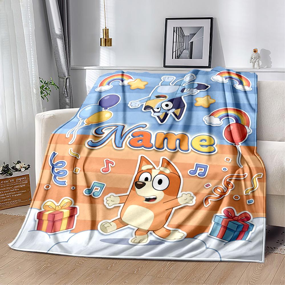 Happy Birthday Celebration Customize Your Name Blanket Gift Customizable Blanket Comfortable Suitable for Sofa Living Room Office Chair Seaside