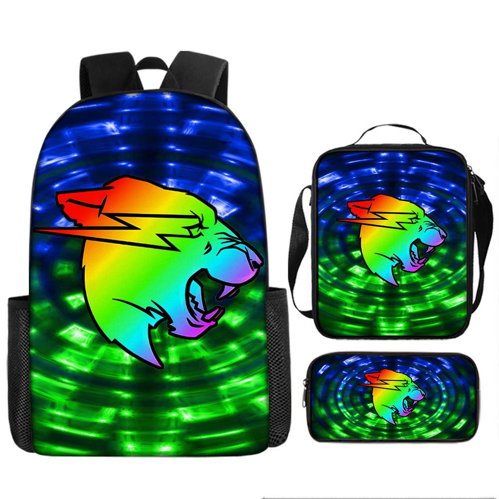 Mr Beast Lightning Cat 3d Print School Backpack With Breathable Oxford Fabric For Kids