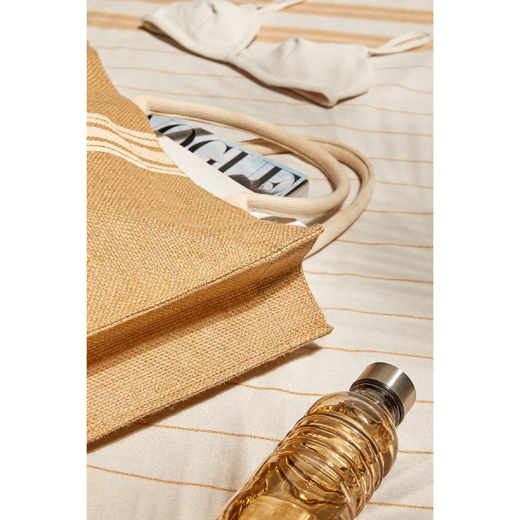 Пляжная сумка через плечо с ручкой для покупок из натурального джута Live Simple с принтом 42x35x12