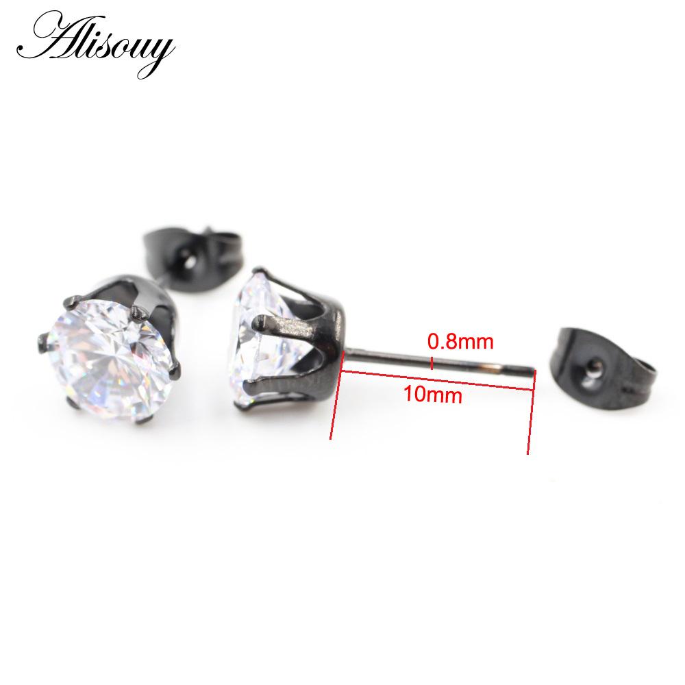 Alisouy 2 шт., нержавеющая сталь, круглый кубический цирконий, кристалл CZ, женские и мужские серьги-гвоздики, хрящ для козелка, пирсинг, ювелирные изделия