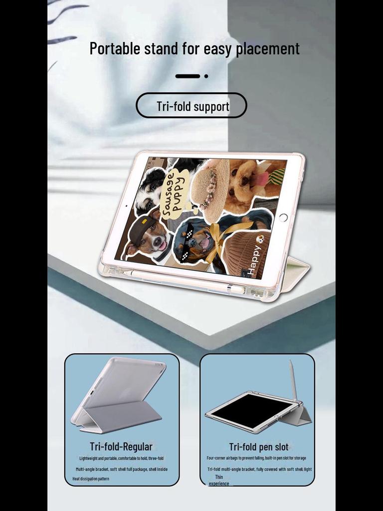 Cute Dog Tablet Protective Case for Apple iPad Pro 10.2, Mini 6, Air 5/4, 11" 10th Gen - Suitable for Various iPad Models.