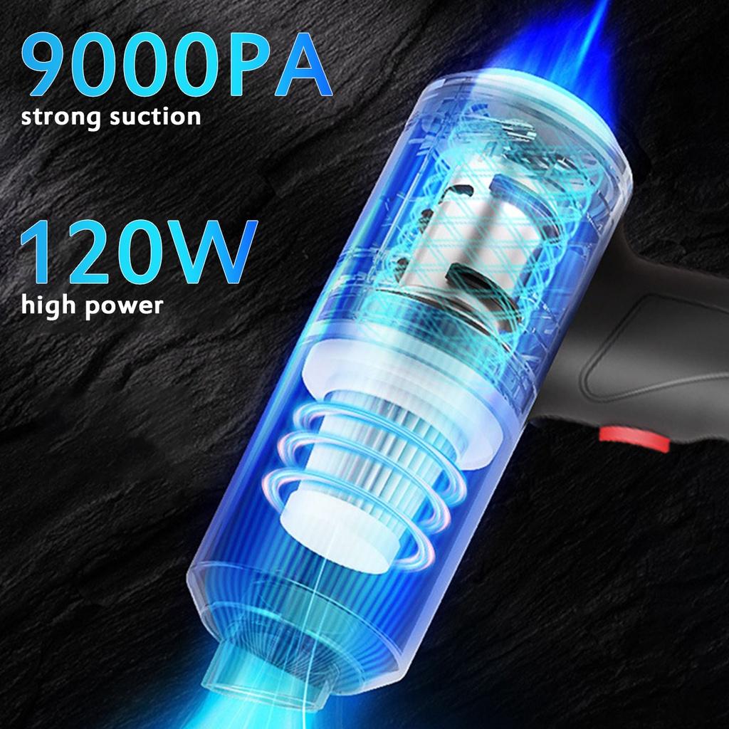 Беспроводной автомобильный пылесос 120 Вт 9000 Па, ручной, аккумуляторный, для дома и автомобиля, мини-пылесос со встроенным аккумулятором
