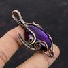 Подвеска из фиолетового огненного лабрадорита, медная проволочная обертка, подвеска ручной работы в форме бычьей морды, изящная подвеска из драгоценного камня, медные украшения для подарка