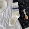 Vintage Button-Down Socks Simple Navy Blue Jewelry Socks Polka Dot Bow Korean Puppy Mid-Tube Cotton Socks