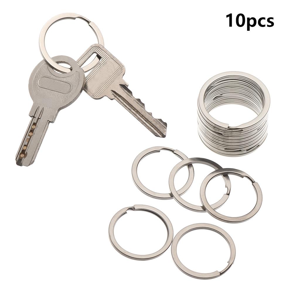 10Pcs/Pack 25/28/30/32mm Connectors Clasps Keychain Split Key Ring Chain Loop Stainless Steel