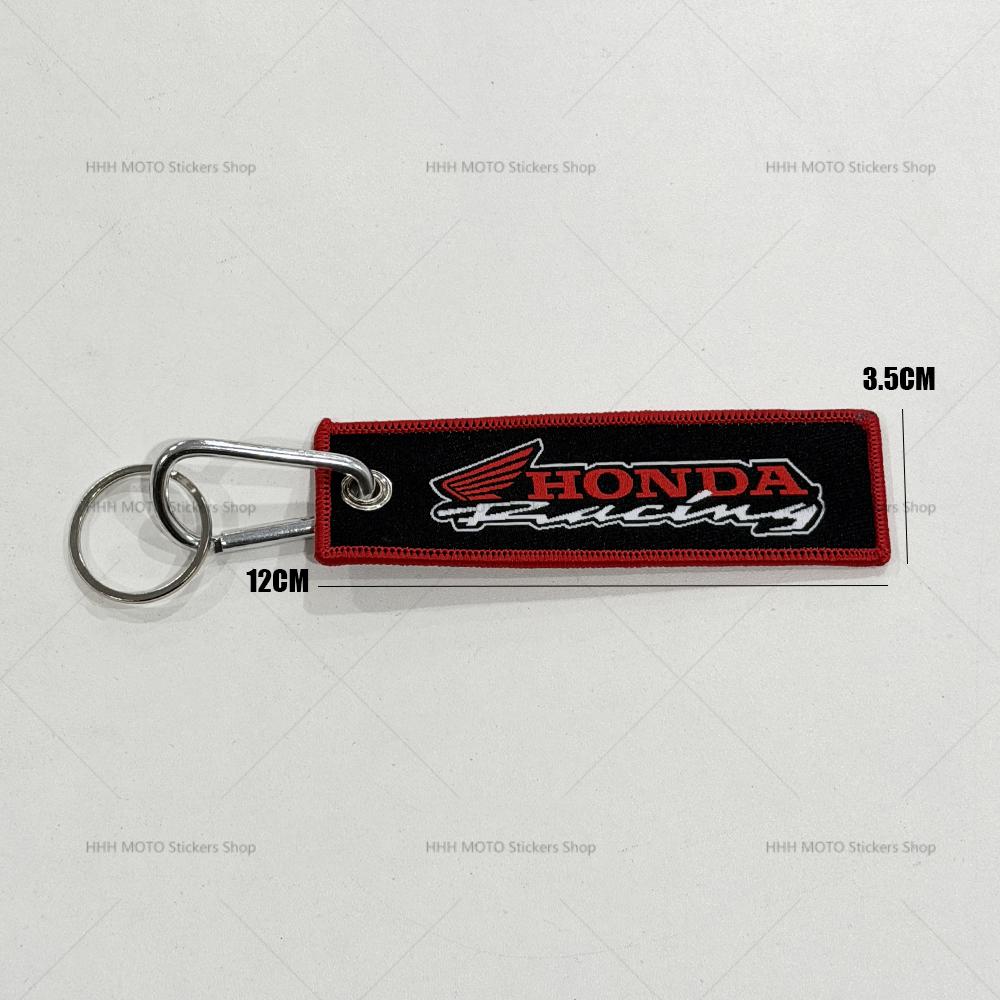 YNEPB1 Embroidery Wings Car Keychain for Honda Cars & Motorcycles Double Sided Key Fob Holder Jewelry