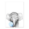 Cartoon Giraffe Elephant Lion Zebra Blue Balloon Canvas Painting  Poster Kindergarten Baby Room Children's Room Wall Art Decor No Frame