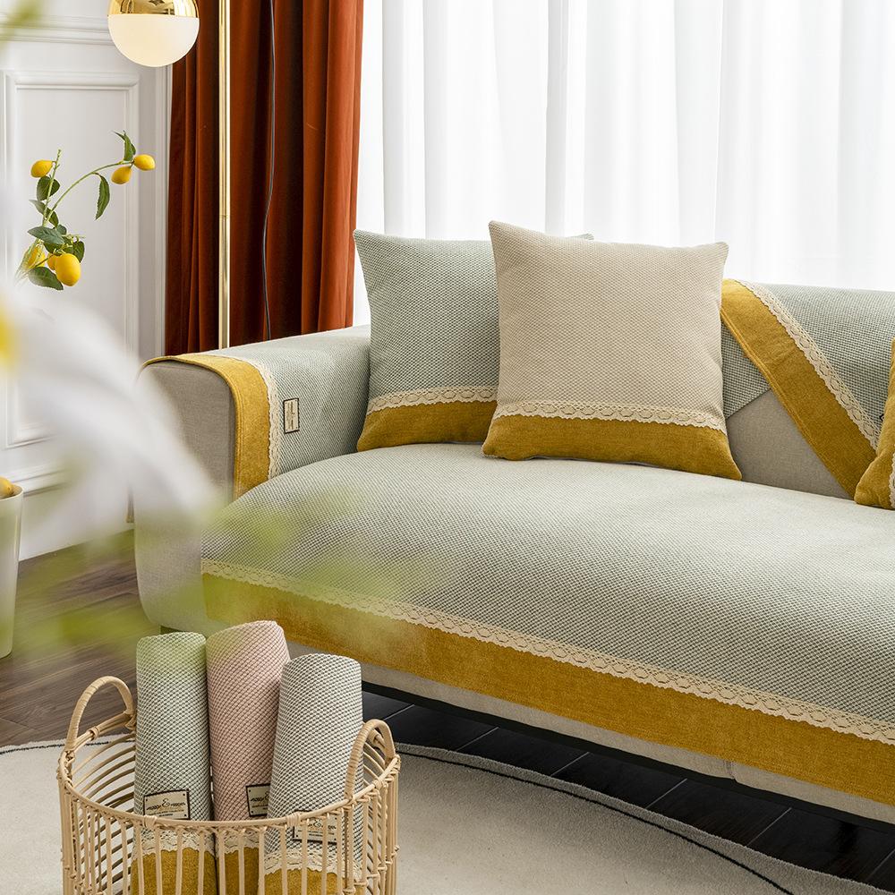 Сплошной цвет, высококачественный чехол для диванной подушки, тканевое полотенце, нескользящее, простой, современный, приятный для кожи, четырехсезонный, универсальный спинка