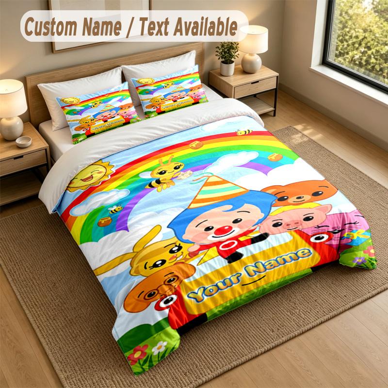 Custom Name Text Bedding 3Pcs Set,El Payaso Plim Plim 1 Duvet Cover 2 Pillowcases Soft Bed Linen For Gift