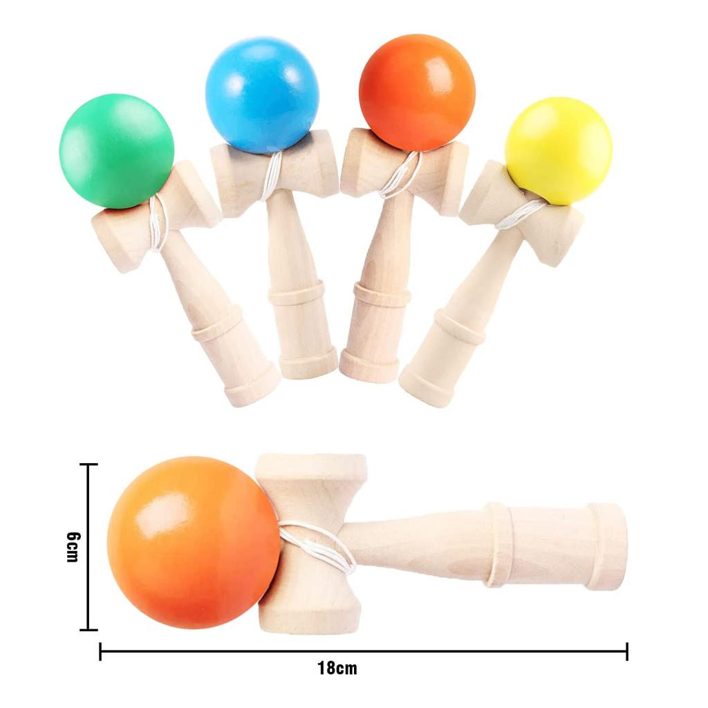 Heculos Kendama Set of 4 (Yellow, Blue, Green, Orange) Kendama for Kendama Classes, Practice, and Competition