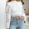 Женские топы с молнией, сексуальные ажурные, с длинным рукавом, модные кружевные блузки