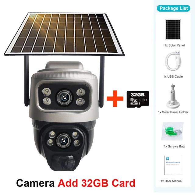 WiFi Solar IP Outdoor Dual Lens PTZ Low Powered Video Camera PIR Motion Detect Security Protection CCTV Surveillance Cam