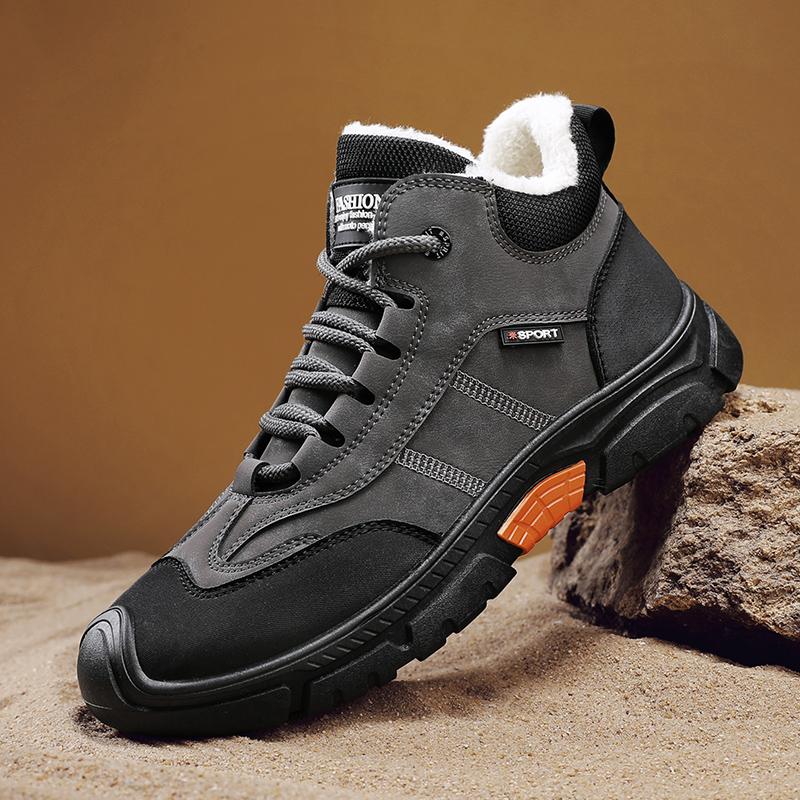 Новые модные мужские зимние плюшевые ботинки из искусственной кожи, зимние ботинки с подкладкой, утолщенные, водонепроницаемые, повседневные мужские кроссовки для походов на открытом воздухе