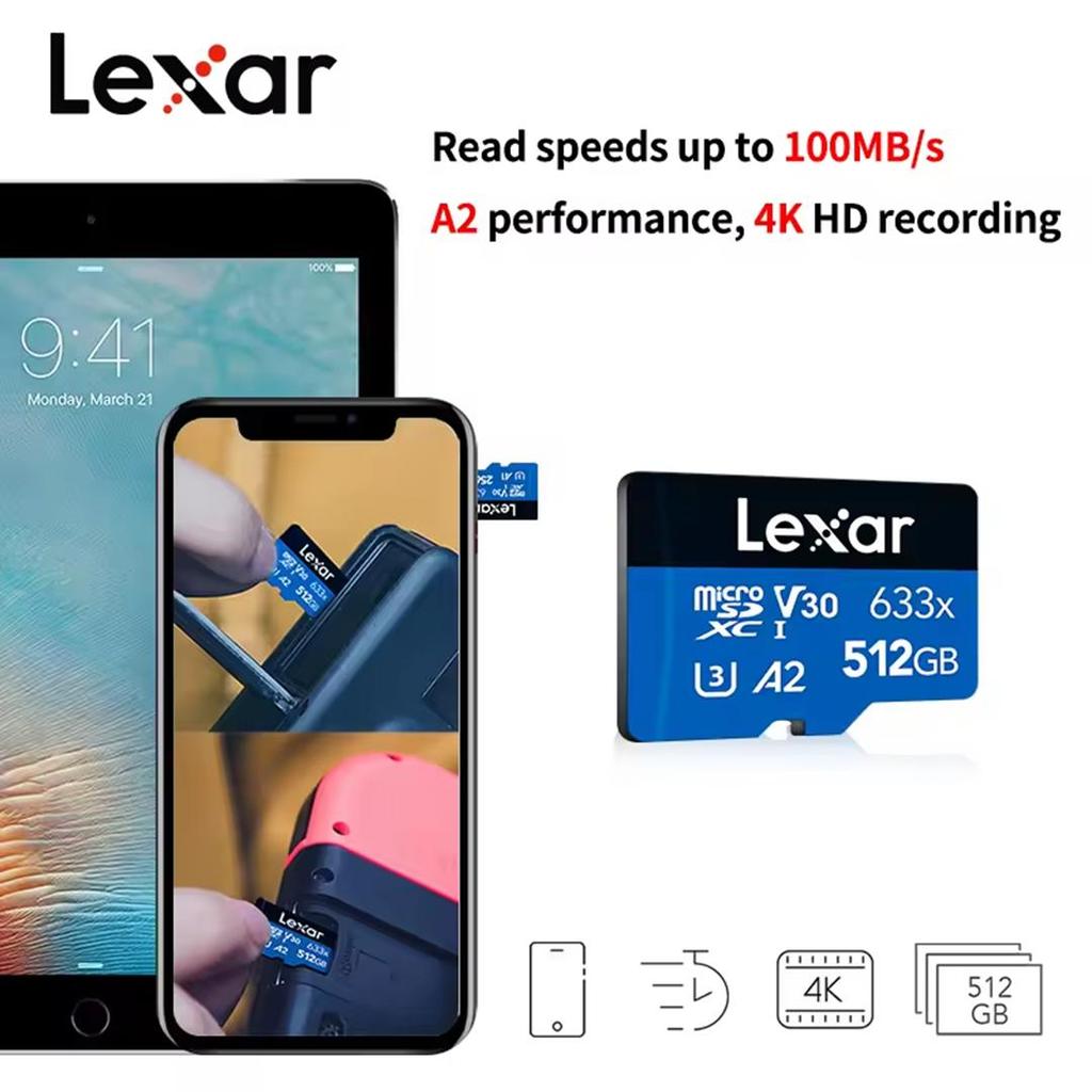 Lexar Карта памяти micro SD TF 128 ГБ 663X Класс 10 A1 До 100 МБ/с чтение 256 ГБ 32 ГБ 64 ГБ 512 ГБ SDXC SDHC V10 U1 V20 A2 Оригинальная флеш-карта Micro SD