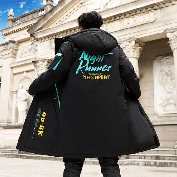 Мужской зимний пуховик средней длины