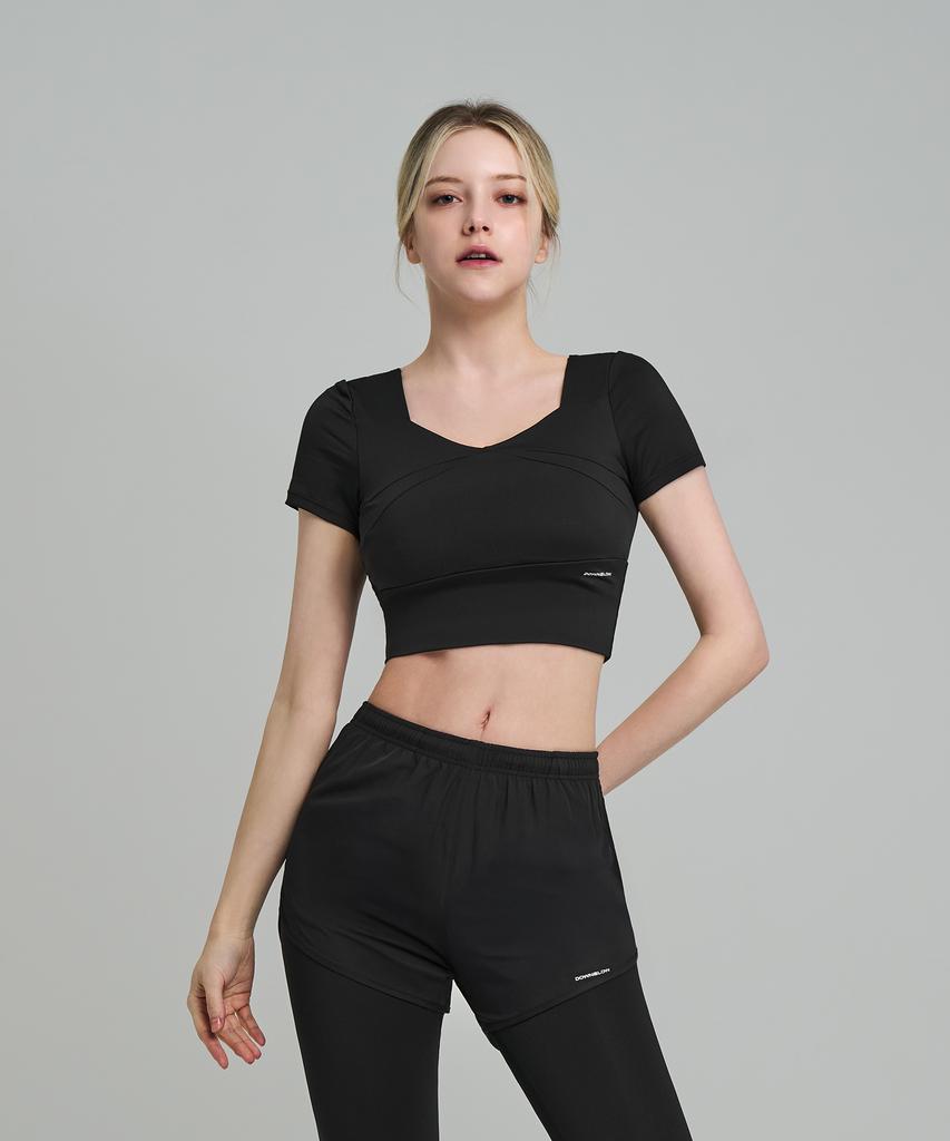 DOWNBLOW Women'S Sports Soft Tension Crop Short Sleeve (Removable Pads) Dbc 1903W