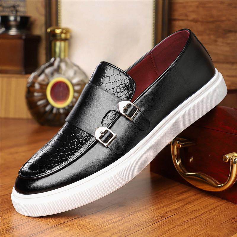 Дизайнерские Новые Мужские Коричневые Лакированные Мокасины Business Casual Мужские Лоферы с Ремешком-Моноком Ходячие Кроссовки Zapatos Hombre