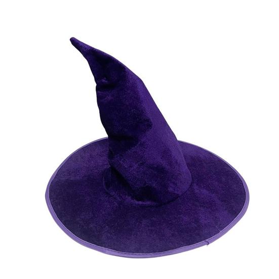 Бархатная шляпа ведьмы, дизайн с острым углом, поля на железной проволоке, тематическая шляпа для ролевых игр, аксессуары для костюма на Хэллоуин